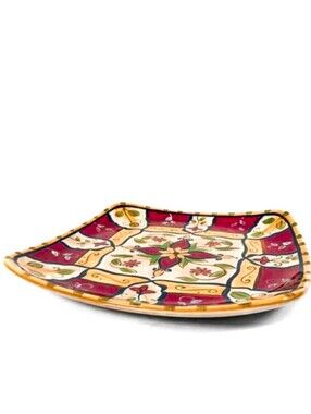 Set Of Two Pier 1 Imports 13" Large Vintage Floral Vallarta Earthenware Platters